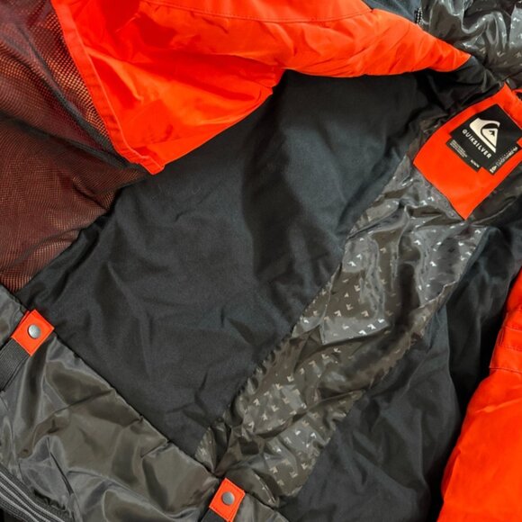 New Quiksilver Men's Mission Orange Printed Block Jacket Dry Flight Highline M - Picture 6 of 9